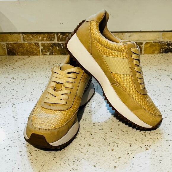 Tan and White Memory Foam Sneaker - Picture 1 of 11